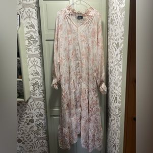Vici pink foral long sleeve sheer midi dress